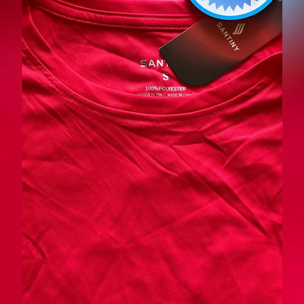 SANTINY Sleeveless Racerback Athletic Tank Top Lightweight Small Red NWT - Picture 2 of 9